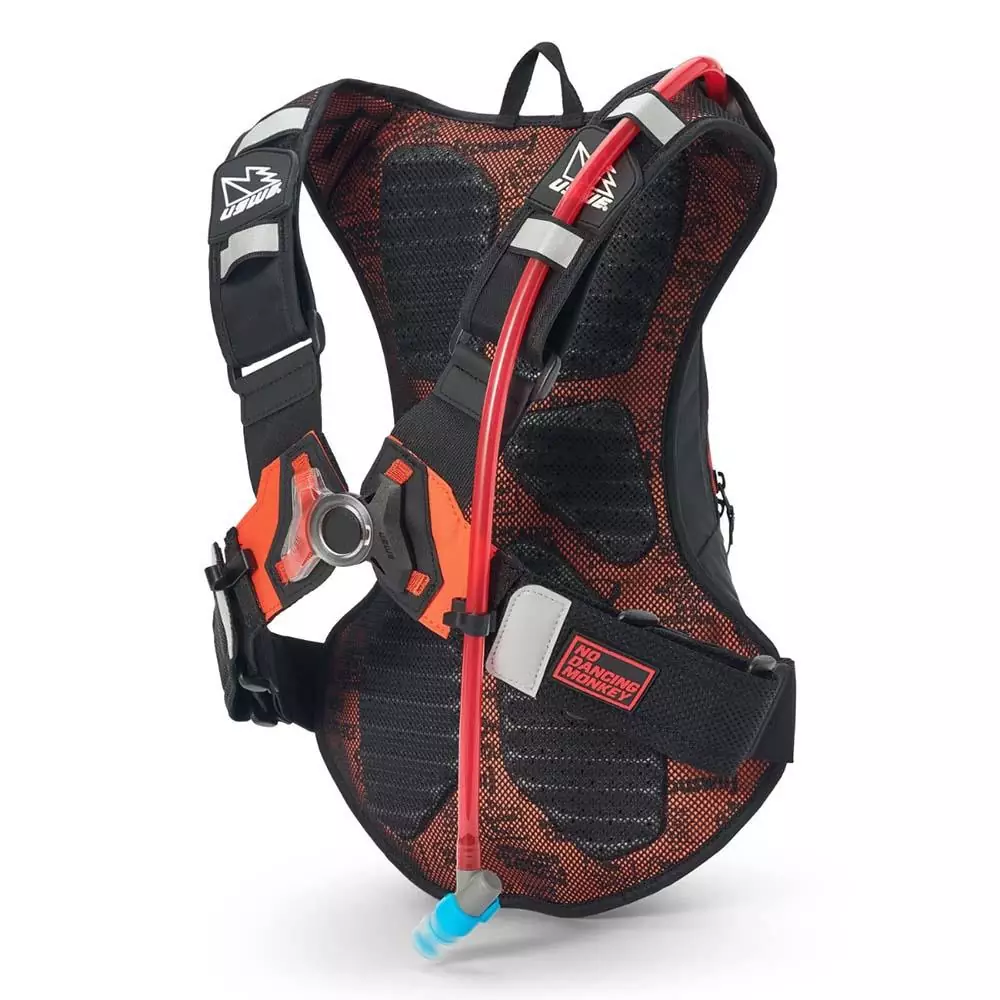 USWE Raw 8L Dirt Biking Trinkrucksack für Motocross, Enduro und MTB Black/Factory Orange