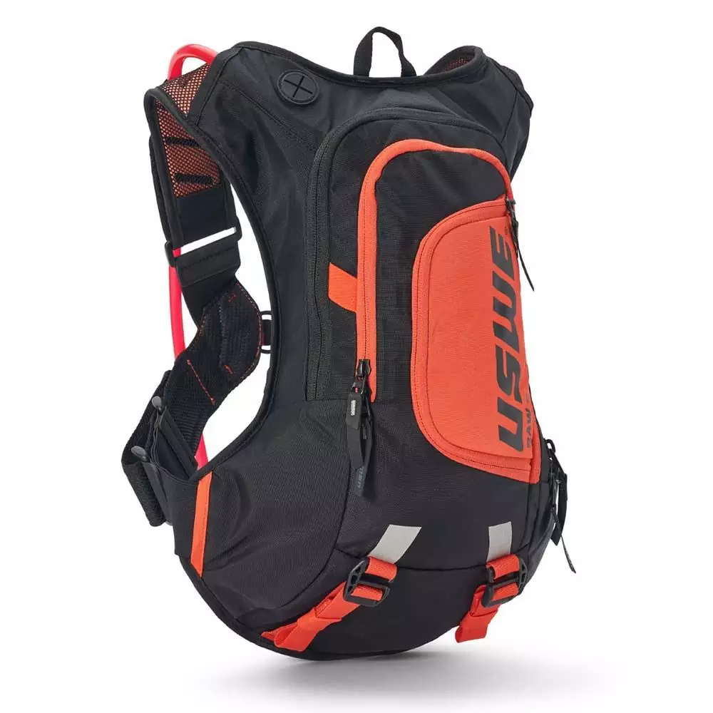 USWE Raw 8L Dirt Biking Trinkrucksack für Motocross, Enduro und MTB Black/Factory Orange