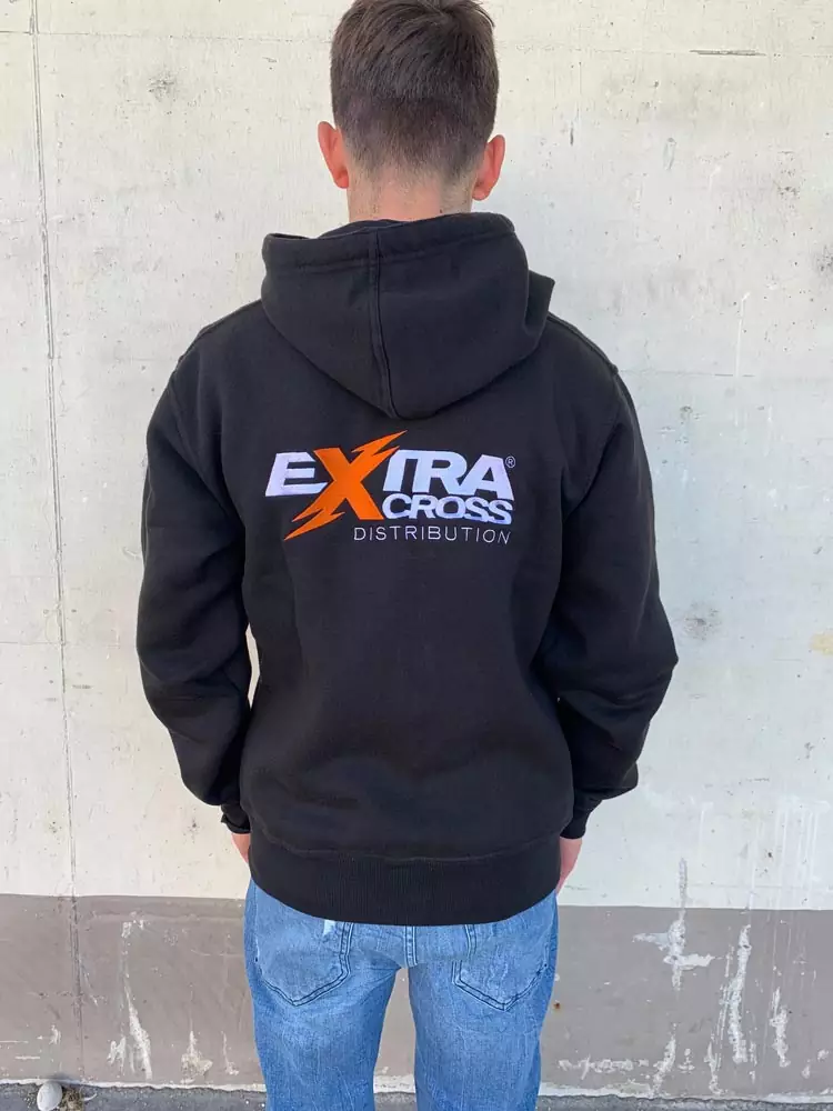 Extracross Zip Hoodie schwarz bestickt mit Logo - Größe L