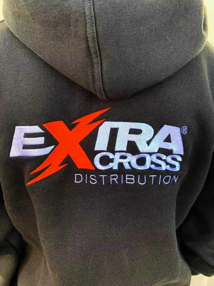 Extracross Zip Hoodie schwarz bestickt mit Logo - Größe M